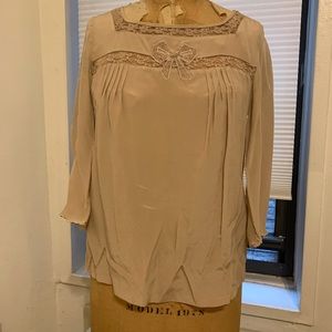Juju s’amuse Beige Silk and Lace Blouse